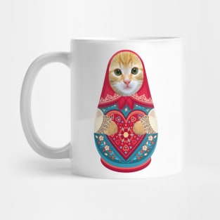 Russian Doll Matryoshka with Cat Face and Fluffy Paws Mug